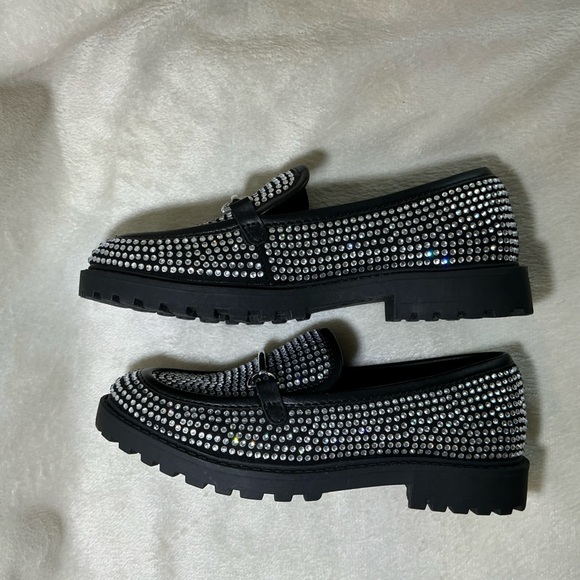 NEW GB Girls “Teigan-Girl” Rhinestone Embellished Lug Sole Loafers NWT - Picture 5 of 10